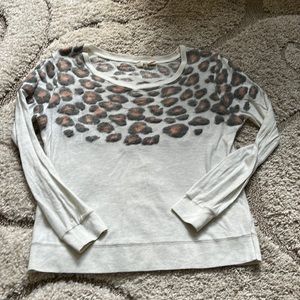 Anthropologie Moth Cream Animal Print Sweater Leopard Medium M Wool